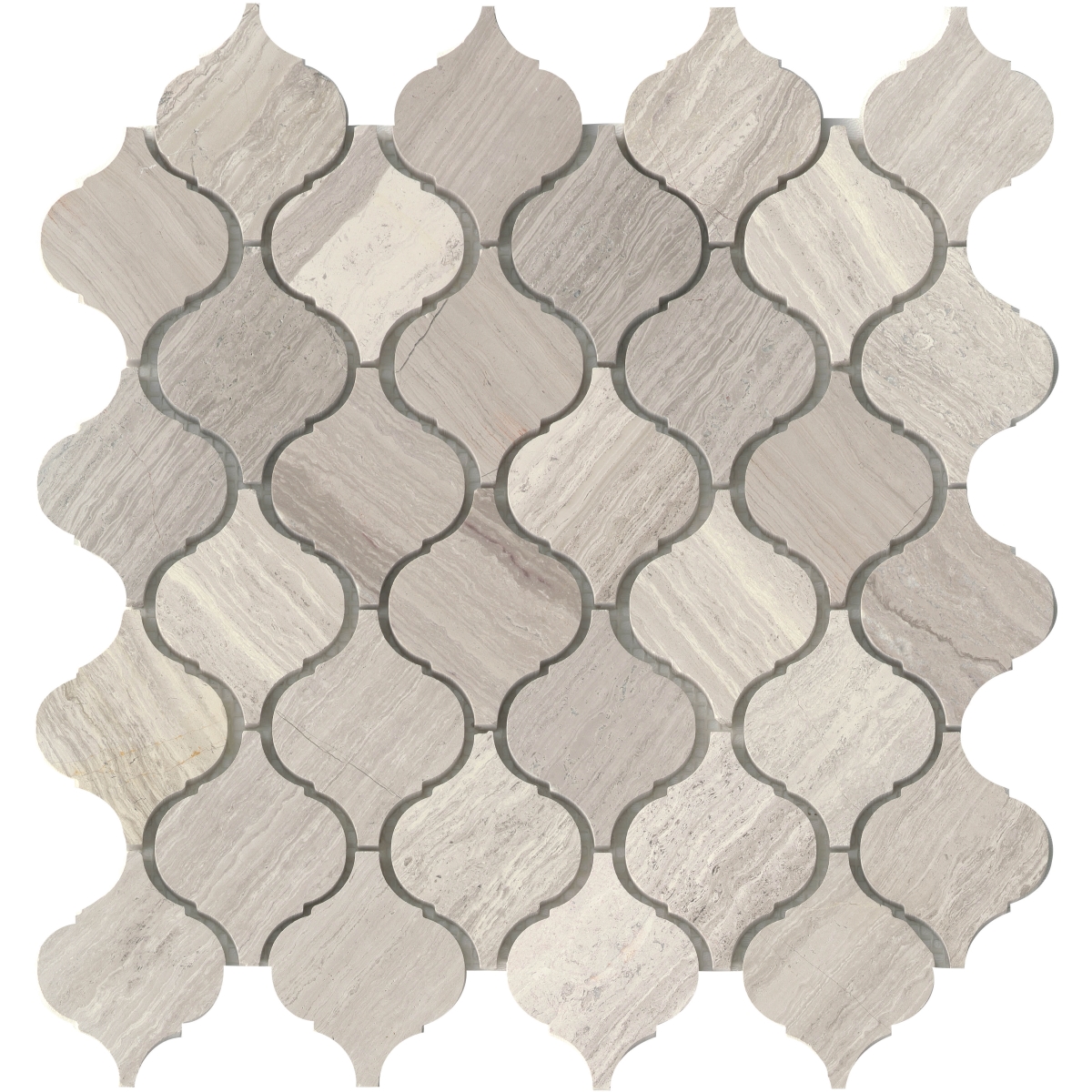Metro Honed Lantern Pattern Mosaic in cream, gray, and taupe limestone, honed finish, 12x12 size